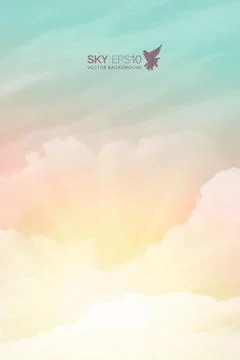 Vertical vector background with realistic turquoise-yellow sky Stock Illustration