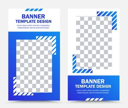 Vertical vector banner templates in white and blue Stock Illustration