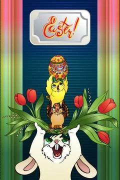 Vertical vector cartoon greeting card easter consept. Stock Illustration