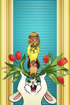 Vertical vector cartoon greeting card easter consept. Stock Illustration