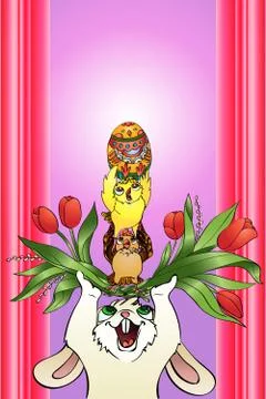 Vertical vector cartoon greeting card easter consept. Stock Illustration
