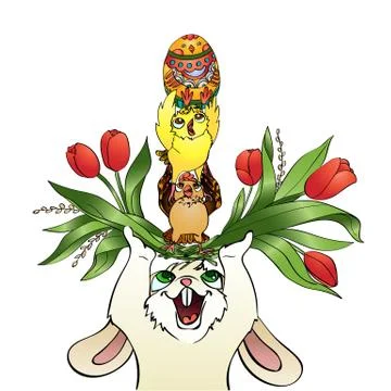 Vertical vector cartoon greeting card easter consept. Stock Illustration