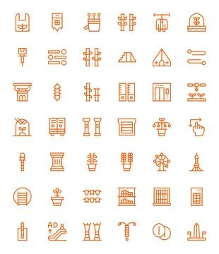 Vertical Vector Icon Toolkit featuring 42 Pixel Optimized 64x64 Regular Lin.. Stockillustratie