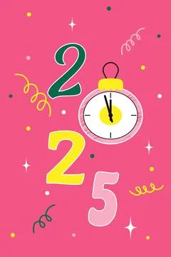 Vertical vector illustration. 2025 Happy New Year. Merry Christmas. Vector Stock Illustration