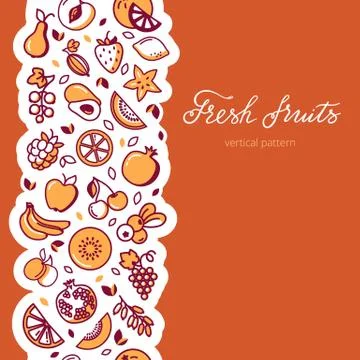Vertical vector pattern of fruit. Stock Illustration
