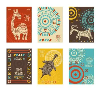Vertical vector poster, template card, sticker with geometric patterns and an Illustrazione stock