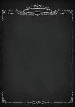 Vertical vector retro blackboard background with border Stock Illustration