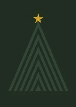 Vertical vector simple Christmas tree with dark green card background 스톡 일러스트