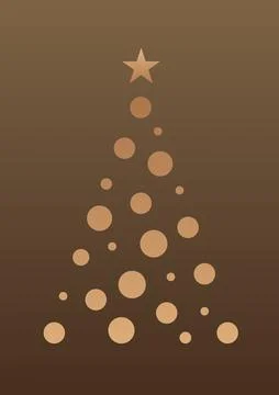 Vertical vector simple Christmas tree with gradient gold card background Stock Illustration