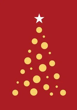 Vertical vector simple white Christmas tree with red card background 스톡 일러스트