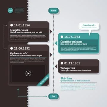 Vertical vector timeline in retro style. EPS10. Stock Illustration