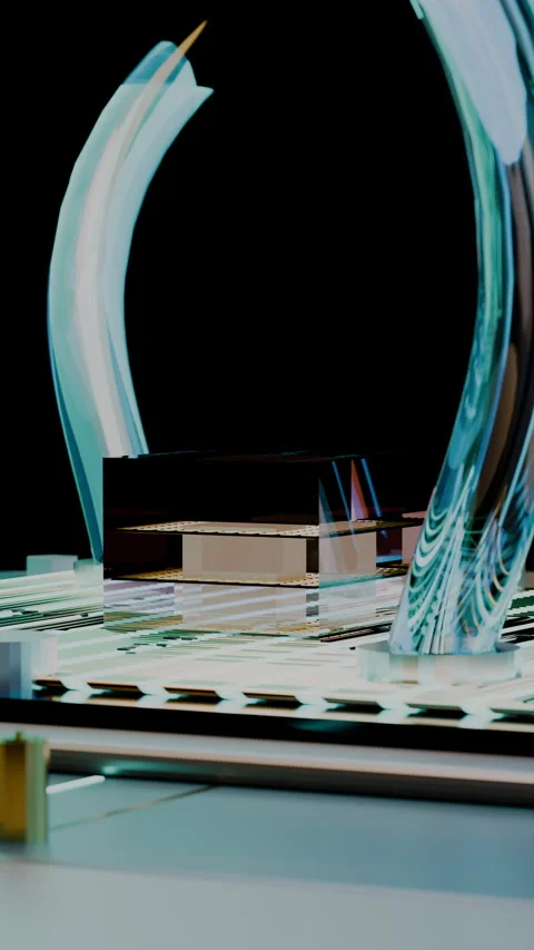 Vertical Vertigo Dolly Zoom on Centered Golden Core, Vertical 9:16 4K 库存影片 345011579