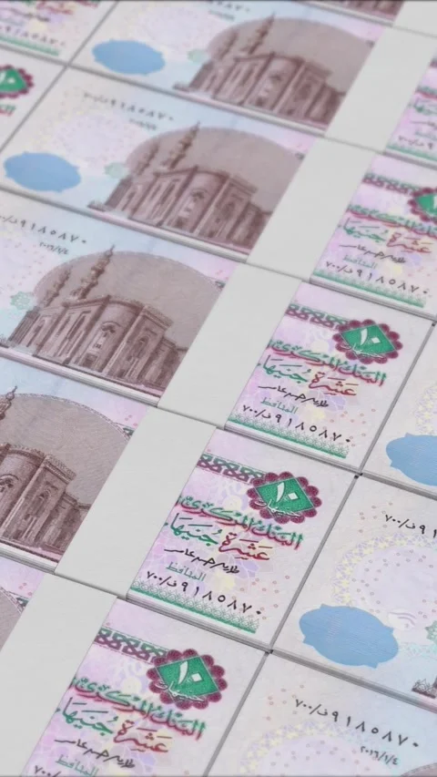 Vertical video of 10 EGYPTIAN POUND banknotes printed by a money press Stock Footage 303206927