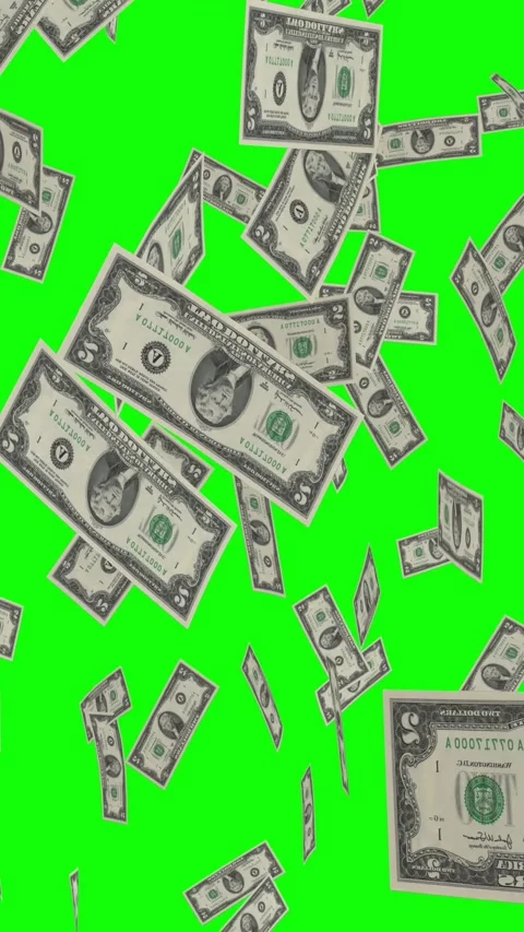 Vertical video of 2 DOLLAR notes falling Green screen Stock Footage 302818690