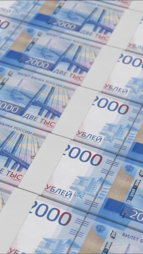 Vertical video of 2000 RUSSIAN RUBLE banknotes printing by a money press Stock Footage 303208585