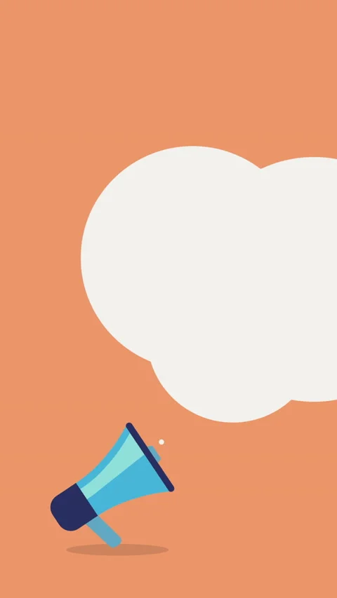 Vertical video of 2D animated megaphone emitting empty bubbles 스톡 동영상 151788562