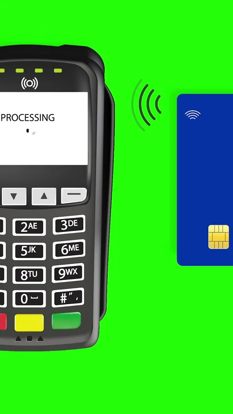 Vertical video. 3D Animation. Payment by card through a terminal. Payment 스톡 동영상 347153904