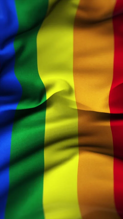 Vertical video 3D animation of rainbow LGBT pride flag. Stock Footage 337235069
