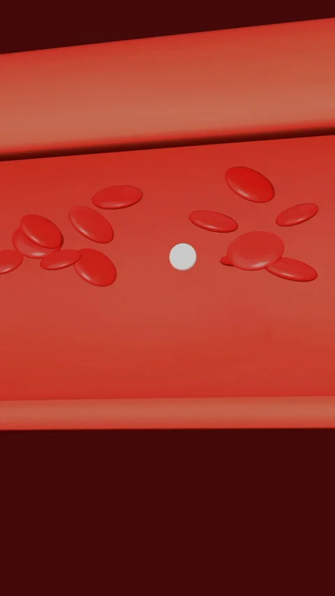 Vertical Video 3D Animation of Red Blood Cells Flowing in Vessel - Medical Stock Footage 334940894