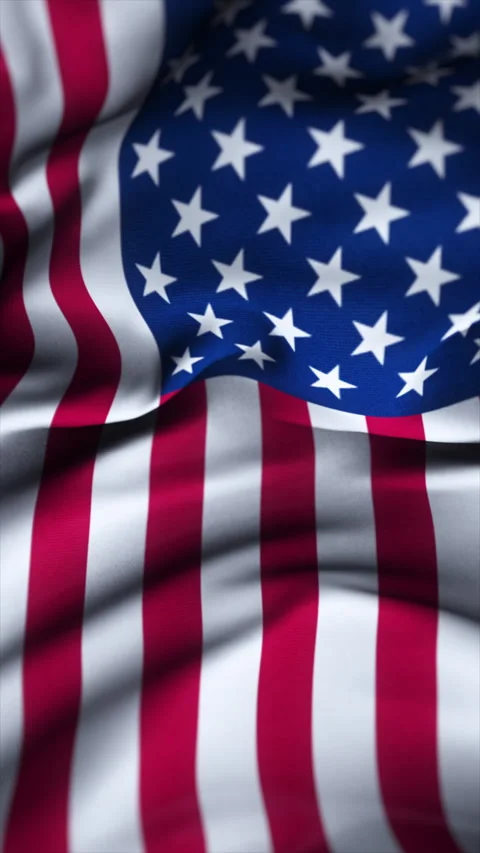Vertical video 3d animation rendering USA flag. Waving USA flag Stock Footage 337235031