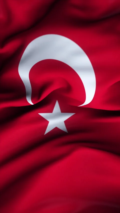 Vertical video 3D animation waving flag of Turkey in the wind. Stock Footage 337234989