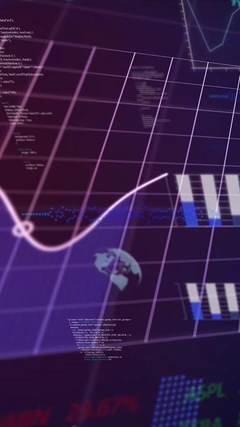 Vertical video: 3D dashboard after code appears, globe fading, line drawing, Stock Footage 333036398
