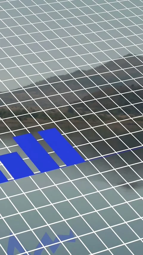 Vertical video: 3D data viz animating on grid, triggered by blue blocks forming Stock Footage 333577334