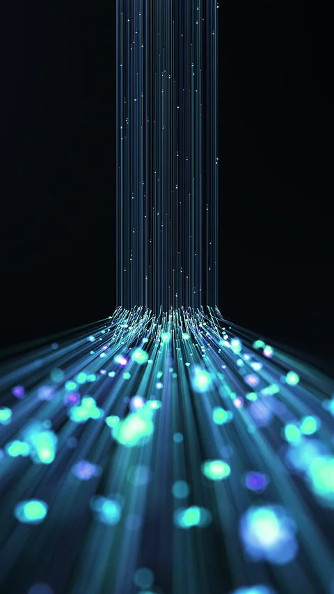 Vertical video Abstract digital data transfer with colorful vertical lines. Stock Footage 337234951
