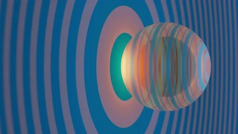 Vertical Video Abstract Minimal Background With Glowing Striped Sphere Stock Footage 170446344