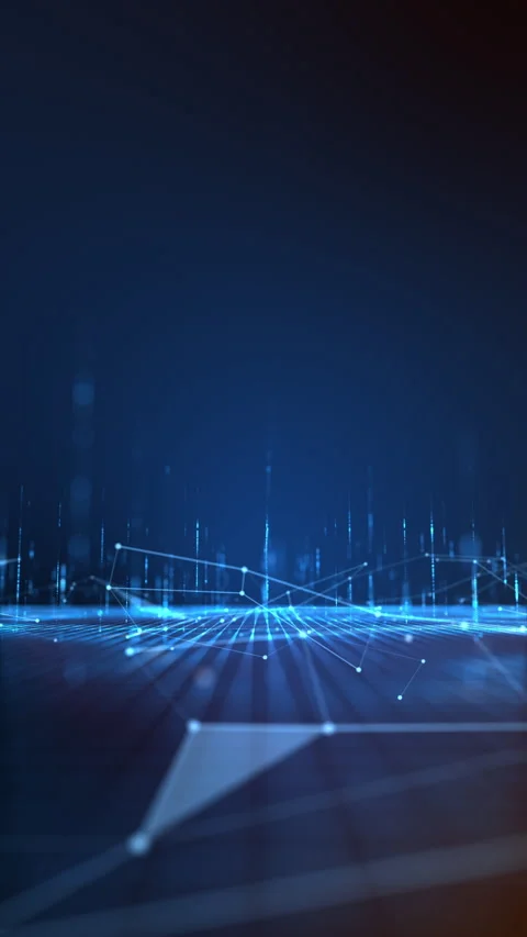 VERTICAL VIDEO, Abstract technology blue plexus background. Futuristic concep Stock Footage 265748774