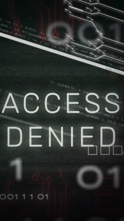 Vertical video: ACCESS DENIED resolving after scanline sweep, glitching to Stock Footage 329552382