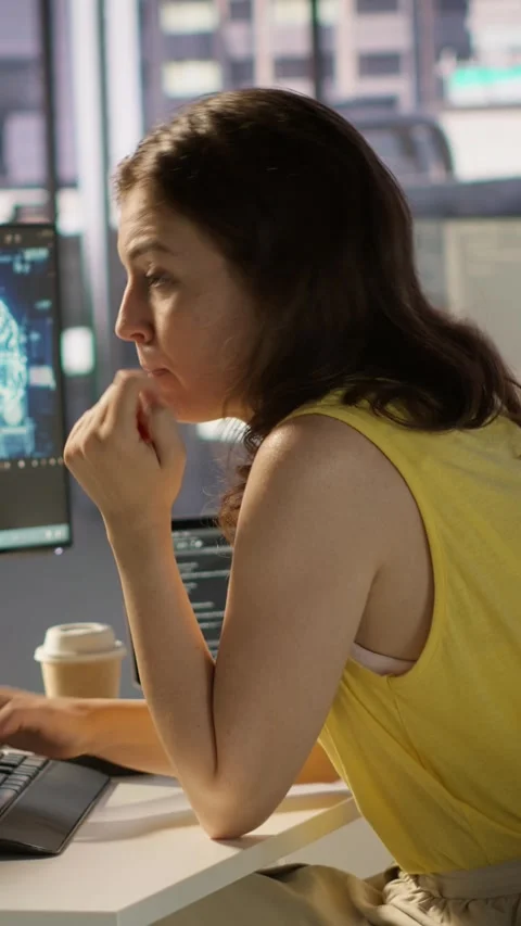 Vertical video Admin and coworker conducting experiments and tests to optimize Stock Footage 319491416