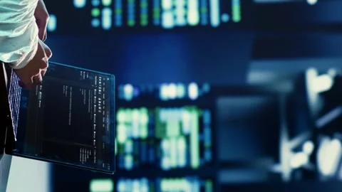 Vertical video Admin runs code in server hub Stock Footage 250360113