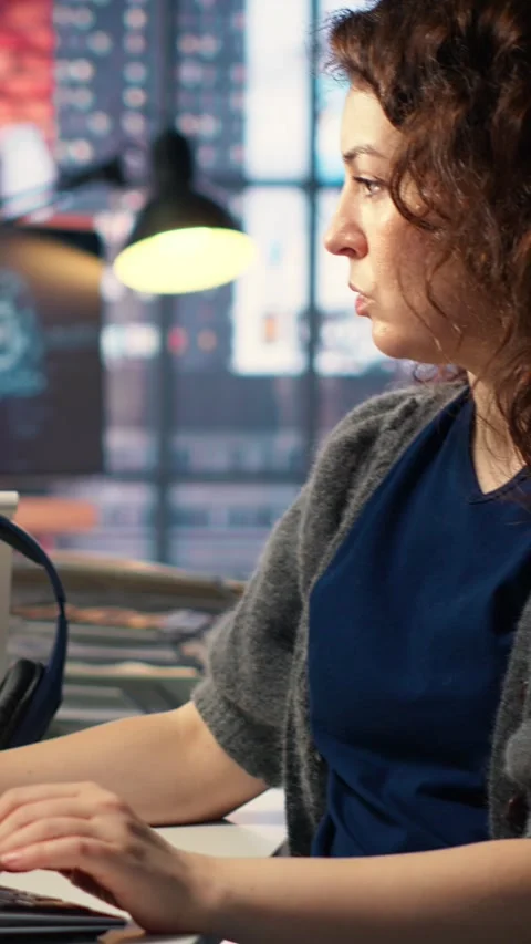 Vertical Video Admin writing code doing maintenance on artificial intelligence 스톡 동영상 308490242