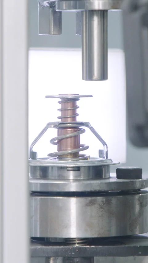 Vertical video of Advanced robotic machine manufacturing parts in an automated Stock Footage 206322201