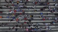 Vertical Video With Aerial Top View Of A Busy Crosswalk Intersection Stock Footage