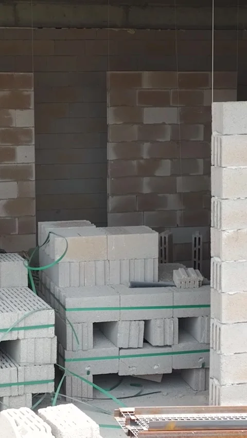 Vertical Video Aerial View of Empty Swimming Pool Under Construction Stock Footage 341842082