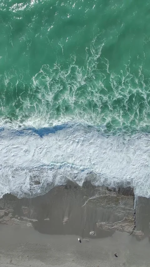 Vertical Video: Aerial View of Rough Seas in the Mediterranean With White Foam Stock-Footage 342577249