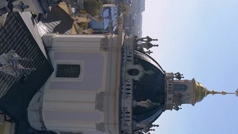 Vertical video. Aerial view of St. Jura St. George's Cathedral church old town Stock Footage 219999823
