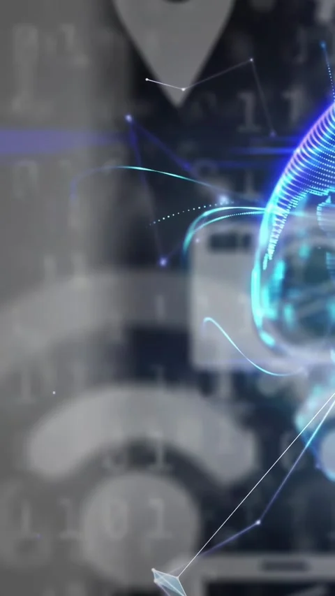 Vertical video: After appearing blue node drifting right linking dots forming 스톡 동영상 328686437