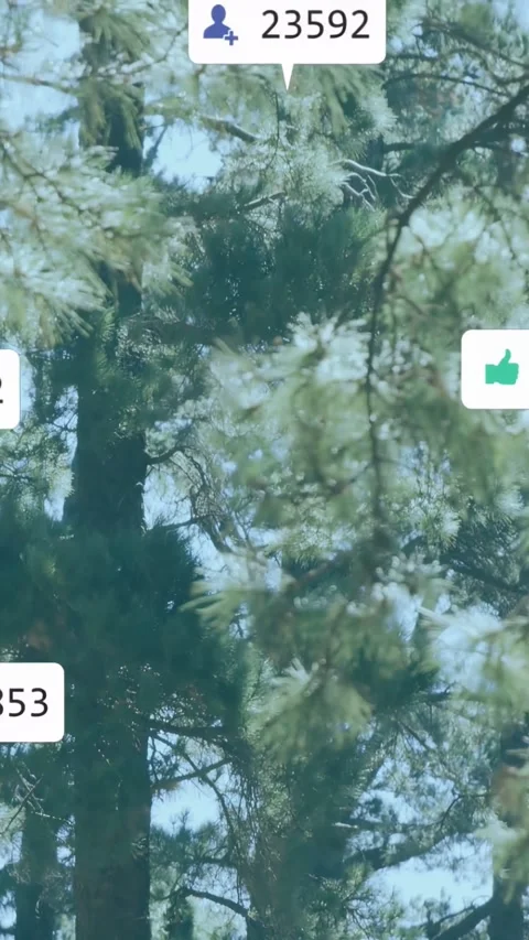 Vertical video: After brief pause icons filling central trunk, floating out, Stock Footage 333157396