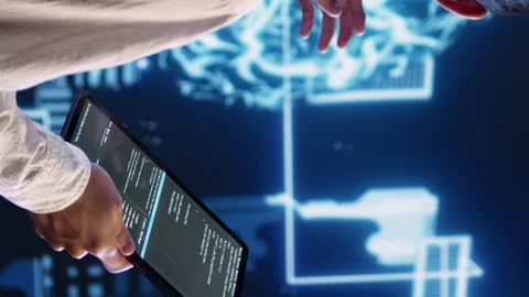Vertical video AI admin runs code in data center Stock Footage 249967779