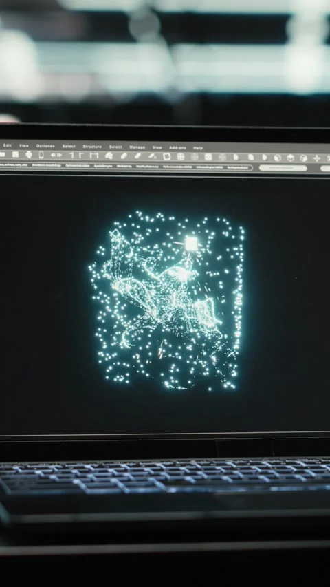 Vertical video AI machine learning LLM in data center on laptop used to Stock Footage 329317205