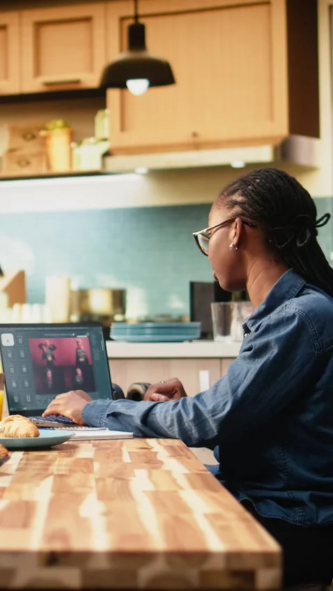 Vertical Video AI-powered application on laptop, generate images from text Stock Footage 344529757