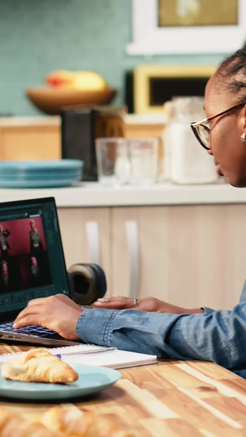 Vertical Video AI-powered application on laptop, generate images from text Stock Footage 344531002
