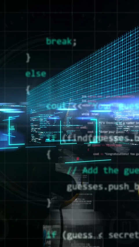 Vertical video with ai robotics and code programming rows.  Stock Footage 270742486