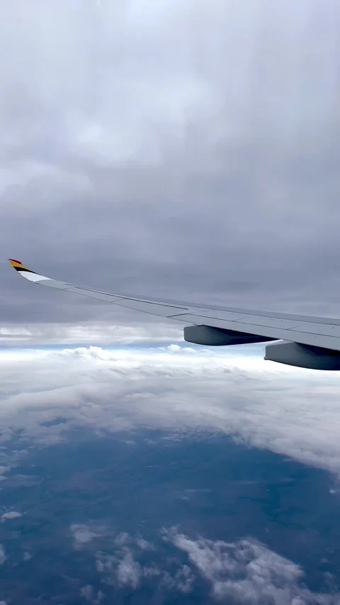 Vertical video of an airplane window view Stock Footage 317952172