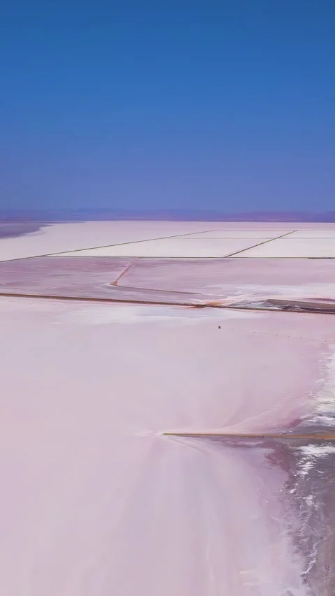 Vertical video. Aksaray, Turkey. Tuz Golu salt lake, vast geometric evaporation Stock Footage 339765505