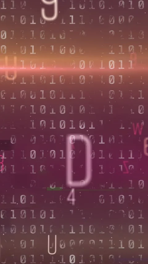 Vertical video: Alphanumeric overlay reacting to warm light sweep, drifting, Stock Footage 334770997