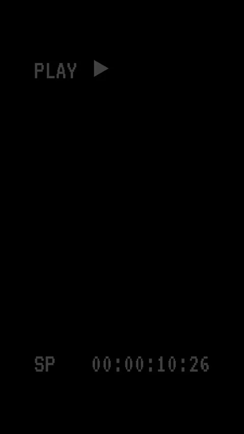 Vertical Video - Analog VHS Play Screen With Video Distortion And Timer Stock Footage 340880548